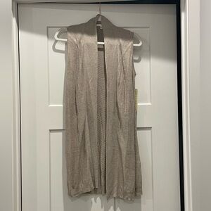 NWT Open Front Beige Oatmeal Long Sweater Vest Cyrus Medium